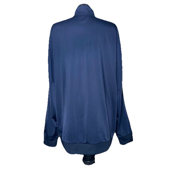 Adidas 3 Stripe XLT Navy Blue Travel Track Jacket Full Zip Athleisure Pockets - Picture 2 of 8